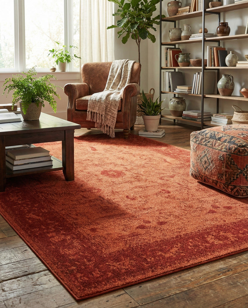Horizon Collection Area Rug -  Apex (Rust Red) Rectangle Rust Red  lifestyle 19