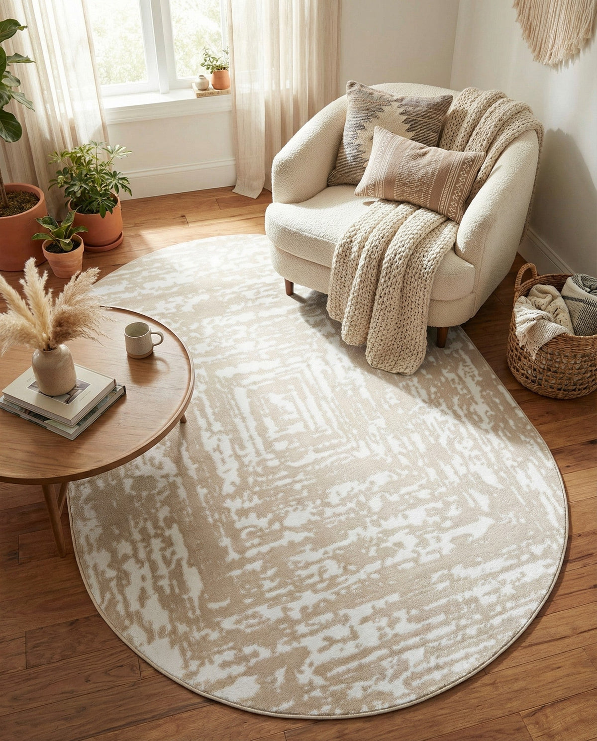 Sanctuary Retreat Collection Area Rug -  Asylum Oval White Bone  lifestyle 138