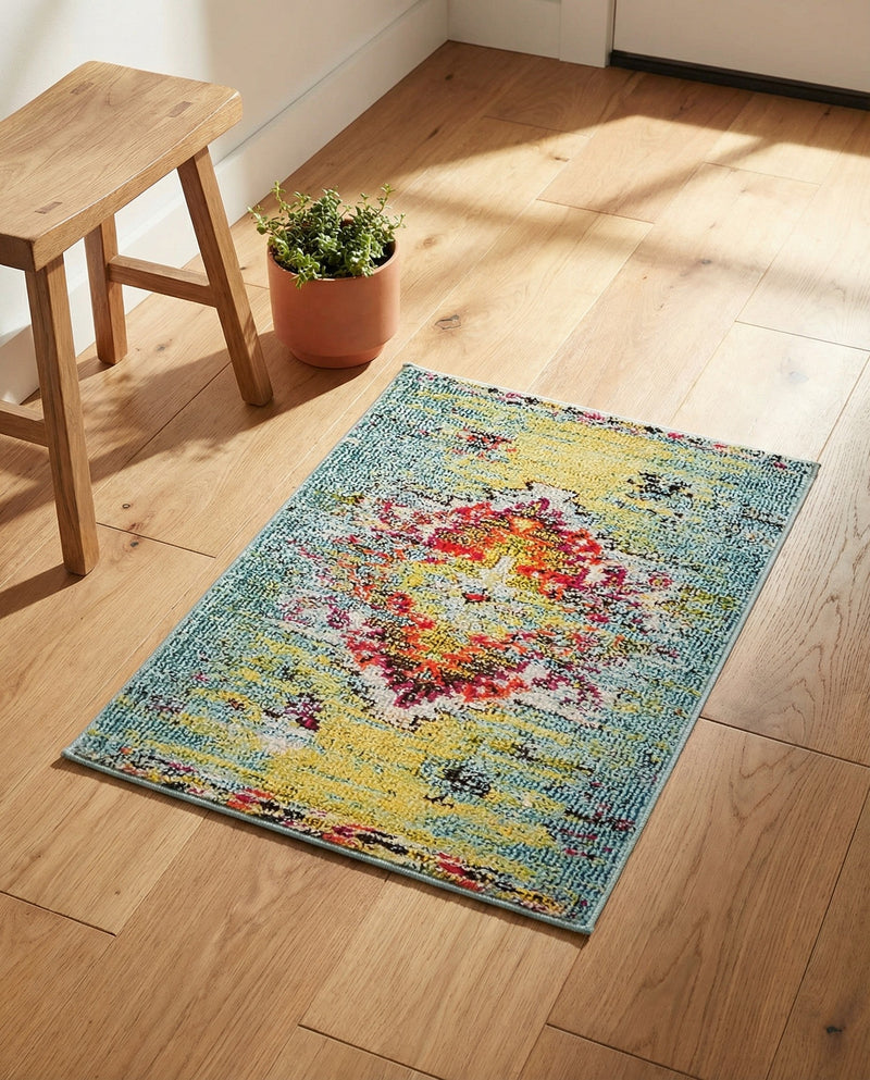 Venetian Tapestry Collection Area Rug -  SanMarco Rectangle Turquoise  lifestyle 38