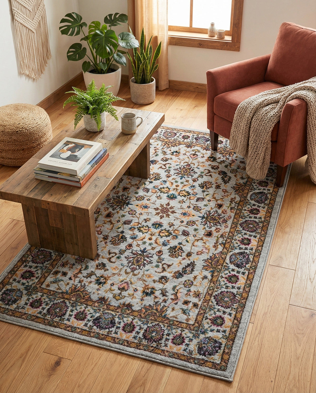 Casablanca Tapestry Collection Area Rug -  Marrakech (Cloud Gray) Rectangle Cloud Gray  lifestyle 9