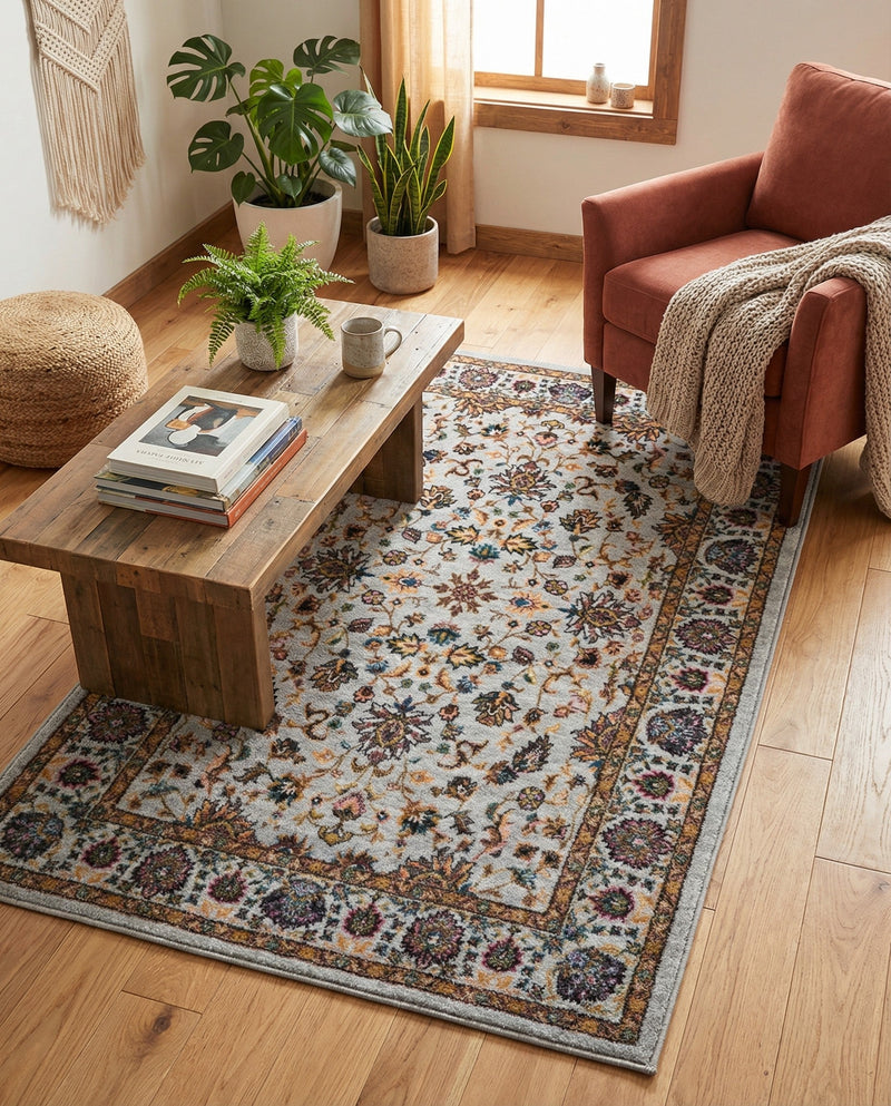 Casablanca Tapestry Collection Area Rug -  Marrakech (Cloud Gray) Rectangle Cloud Gray  lifestyle 9
