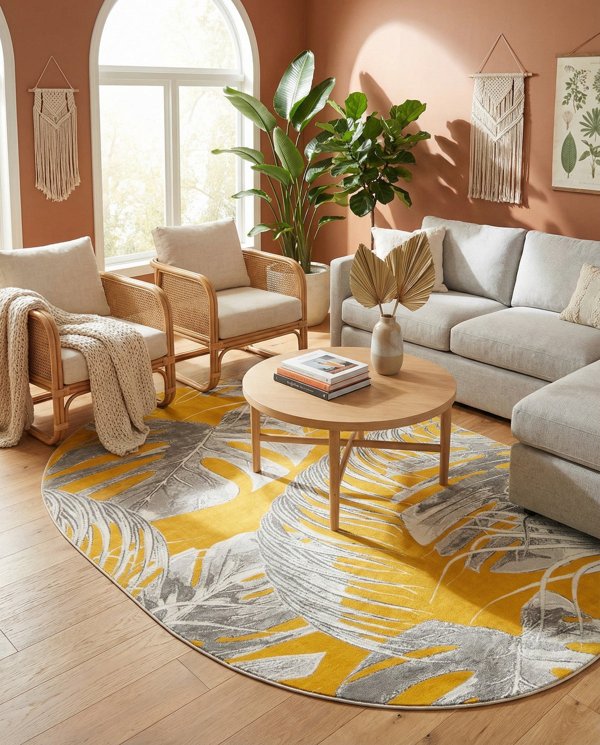 Meadow Breeze Collection Area Rug -  Clover Oval Yellow  lifestyle 102