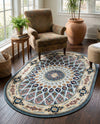 Persian Elegance Collection Area Rug -  Hamedan (Blue) Oval Blue  lifestyle 87