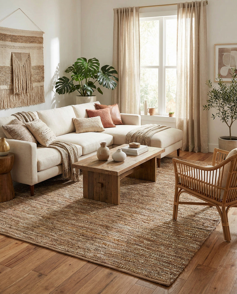 Urban Shimmer Jute Collection Area Rug - Metropolis Rectangle Natural  lifestyle 19