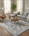 Charleston Elegance Collection Area Rug -  Seaport (Gray) Square Gray  lifestyle 48