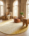Mediterranean Lattice Collection Area Rug -  Casablanca (Ivory and Yellow) Round Ivory and Yellow  lifestyle 76