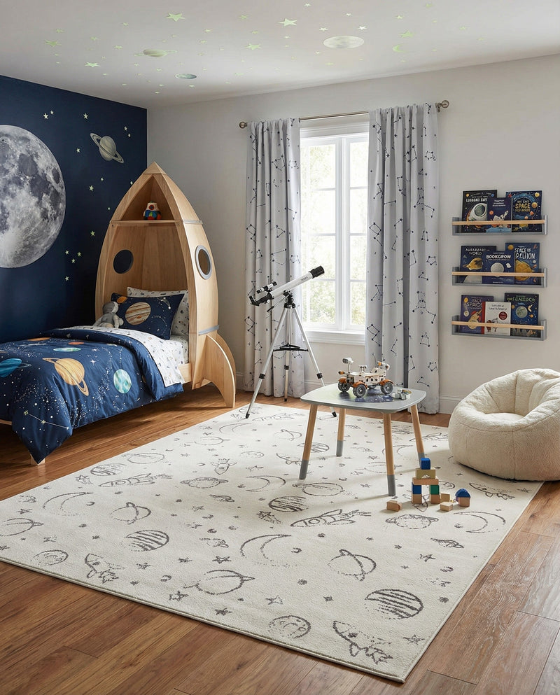 Wonder Tykes Collection Area Rug -  Jigsaw Rectangle Ivory  lifestyle 24