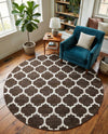 Lattice Gardens Collection Area Rug -  Bloomfield (Chocolate Brown) Round Chocolate Brown  lifestyle 73