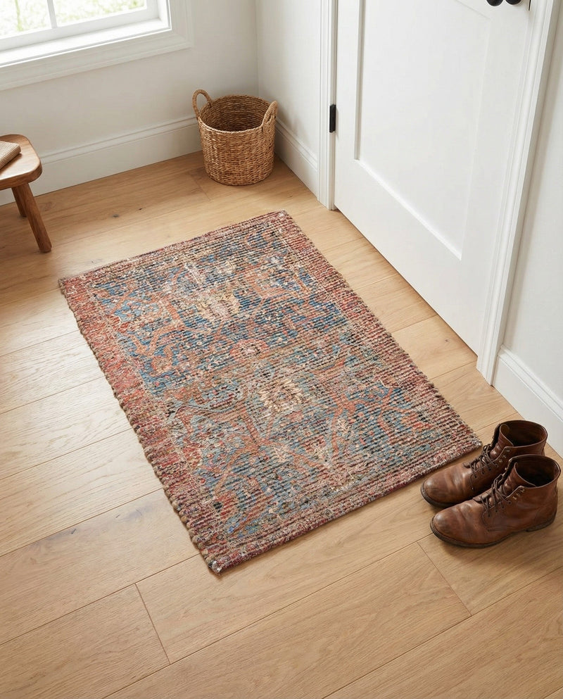 Savannah Threads Collection Area Rug -  Patagonian Rectangle Antique Blue  lifestyle 7