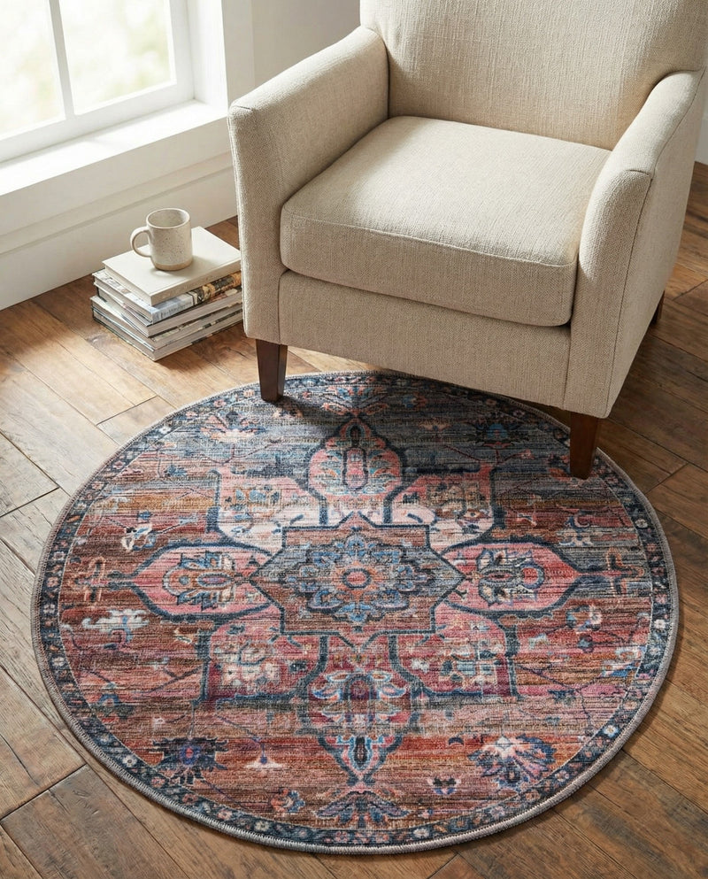 Vintage Memories Collection Area Rug -  Hindsight Round Multi  lifestyle 76