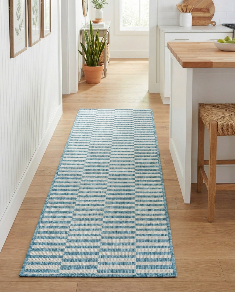 Seaside Stripes Collection Area Rug - Cabana (Light Aqua) Runner Light Aqua  lifestyle 42