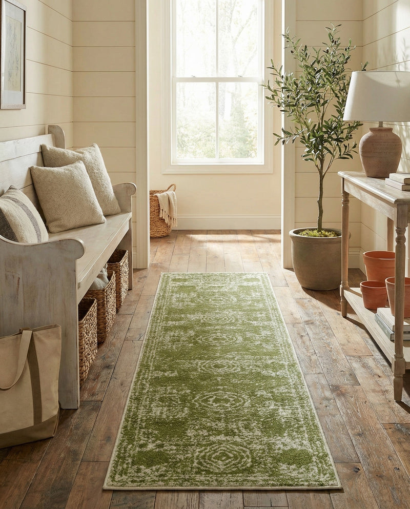 Dover Terrace Collection Area Rug -  Lagoon (Green) Runner Green  lifestyle 52