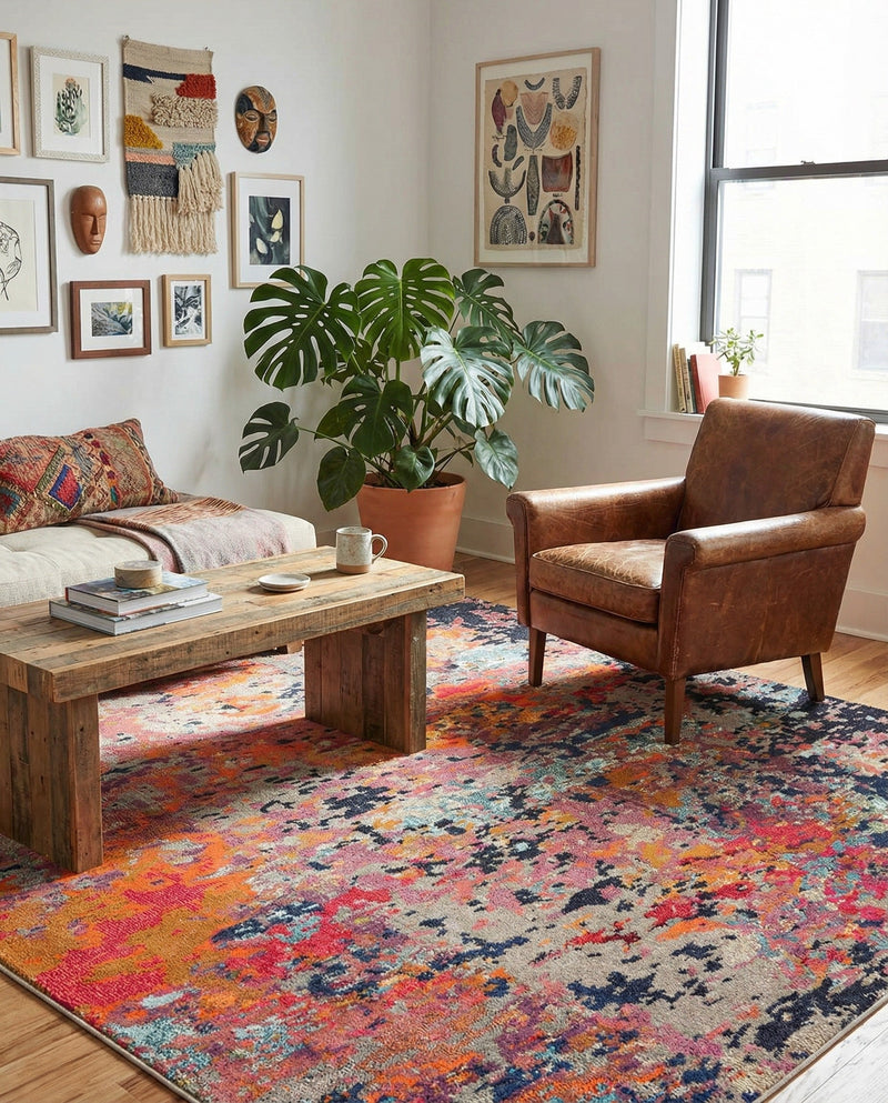 Colorburst Oasis Collection Area Rug -  Prism Square Multi  lifestyle 67
