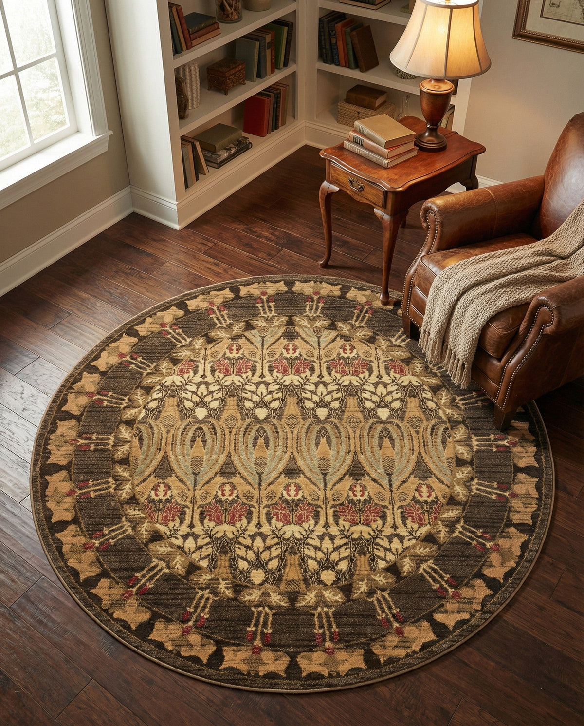 Chelsea Elegance Collection Area Rug -  Brompton (Brown) Round Brown  lifestyle 91