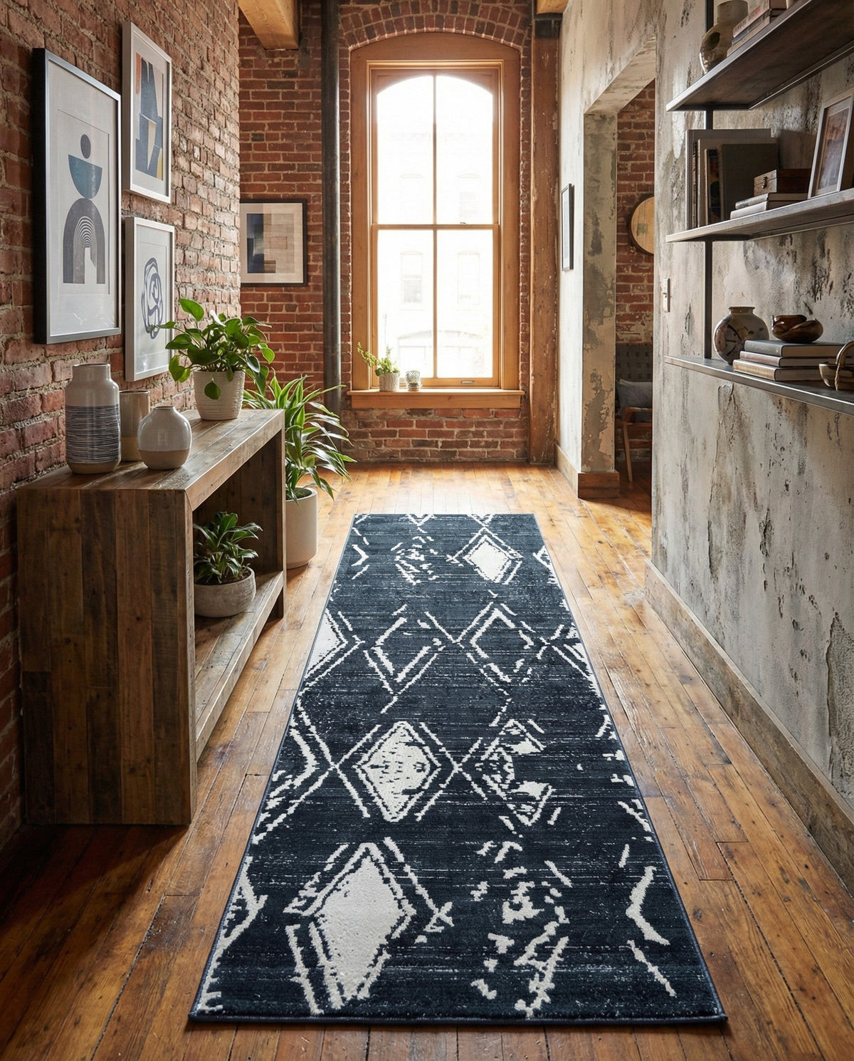 Metro Heights Collection Area Rug -  Madison Runner Navy Blue  lifestyle 135