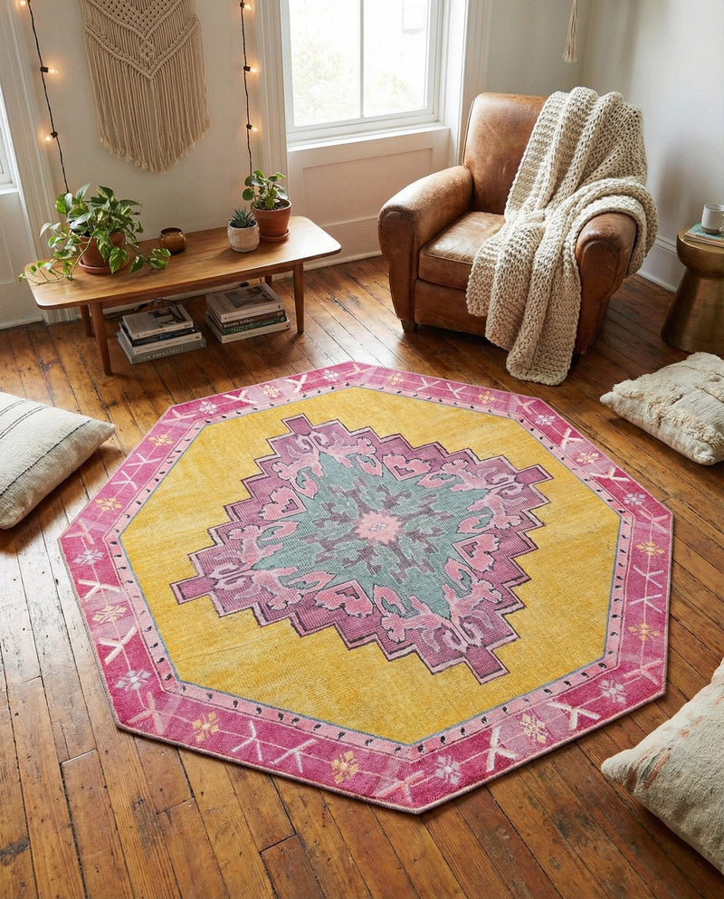 Heritage Elegance Collection Area Rug -  Winterthur (Yellow) Octagon Yellow  lifestyle 32
