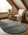 Marrakesh Lattice Collection Area Rug - Casablanca (Charcoal Gray) Oval Charcoal Gray  lifestyle 40