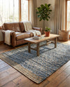 Tulum Trellis Collection Area Rug - Shoreline Rectangle Denim blue  lifestyle 47
