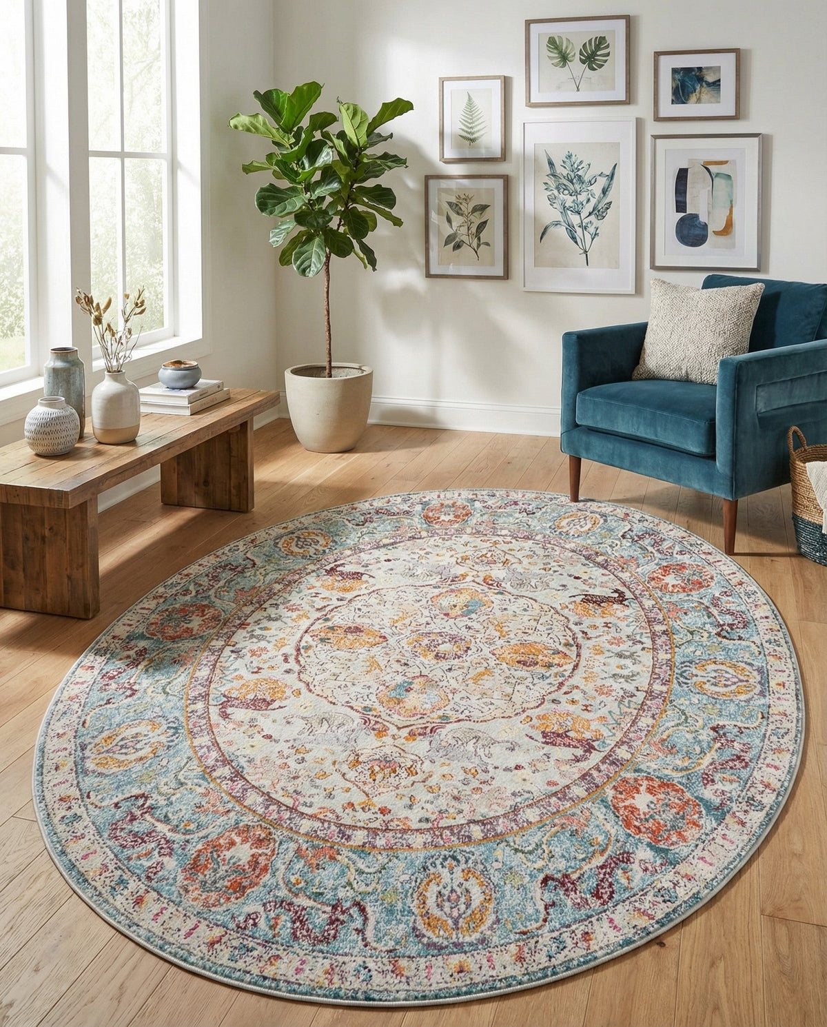 Caribbean Breeze Collection Area Rug -  Xcalak Oval Light Blue  lifestyle 107