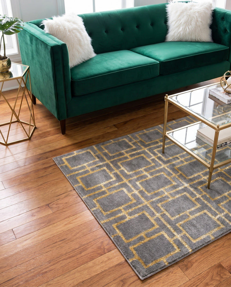 Hollywood Luxe Collection Area Rug -  Beverly (Gray Gold) Rectangle Gray Gold  lifestyle 13