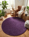 Solid Shag Seaside Collection Area Rug - Azure Cove (Violet) Round Violet  lifestyle 30