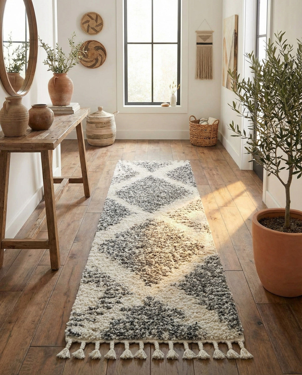 Tranquil Tides Shag Collection Area Rug -  Azure Runner White  lifestyle 181