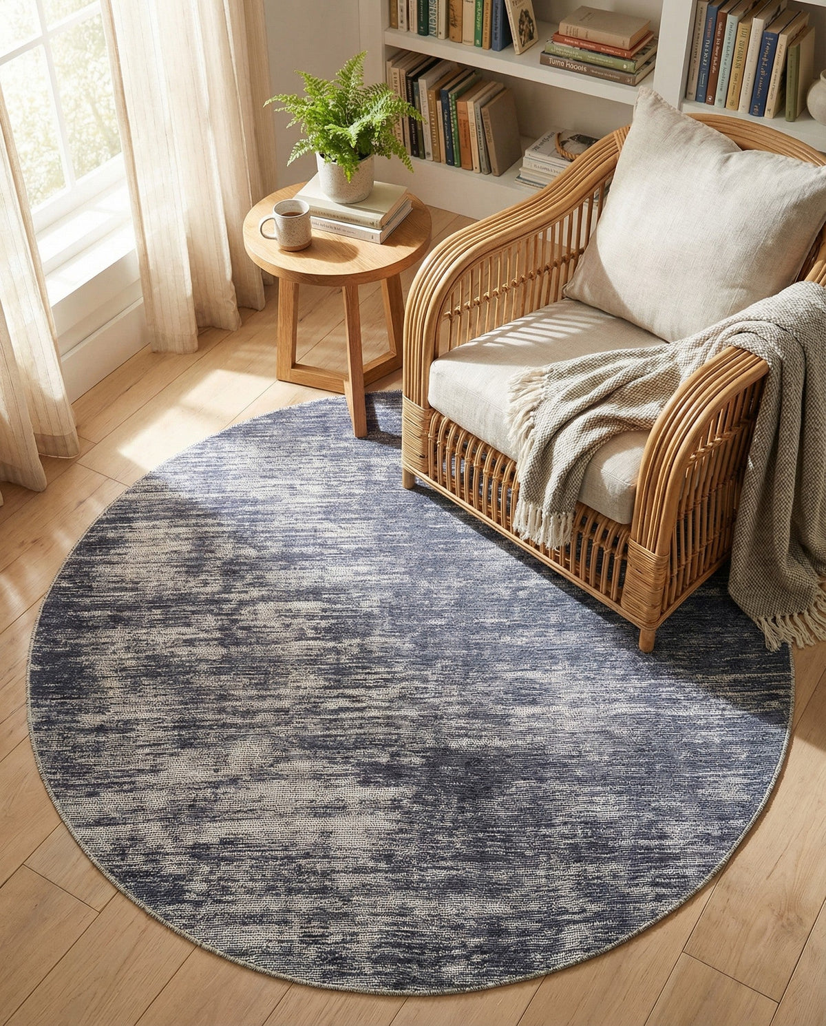 Sahara Essence Collection Area Rug - Oasis (Gray) Round Gray  lifestyle 89
