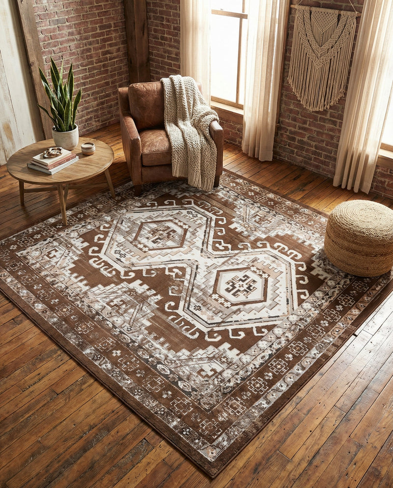 Savannah Elegance Collection Area Rug -  Tybee (Brown) Square Brown  lifestyle 49