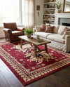 Tabriz Tapestries Collection Area Rug - Azerbaijan (Red) Rectangle Red  lifestyle 22