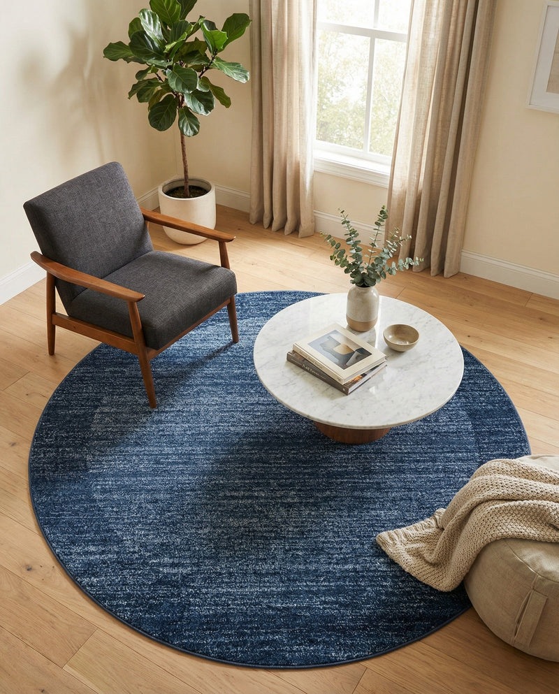 Studio Haven Collection Area Rug -  Conservatory (Navy Blue) Round Navy Blue  lifestyle 47