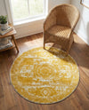 Dover Terrace Collection Area Rug -  Lagoon (Yellow) Round Yellow  lifestyle 32