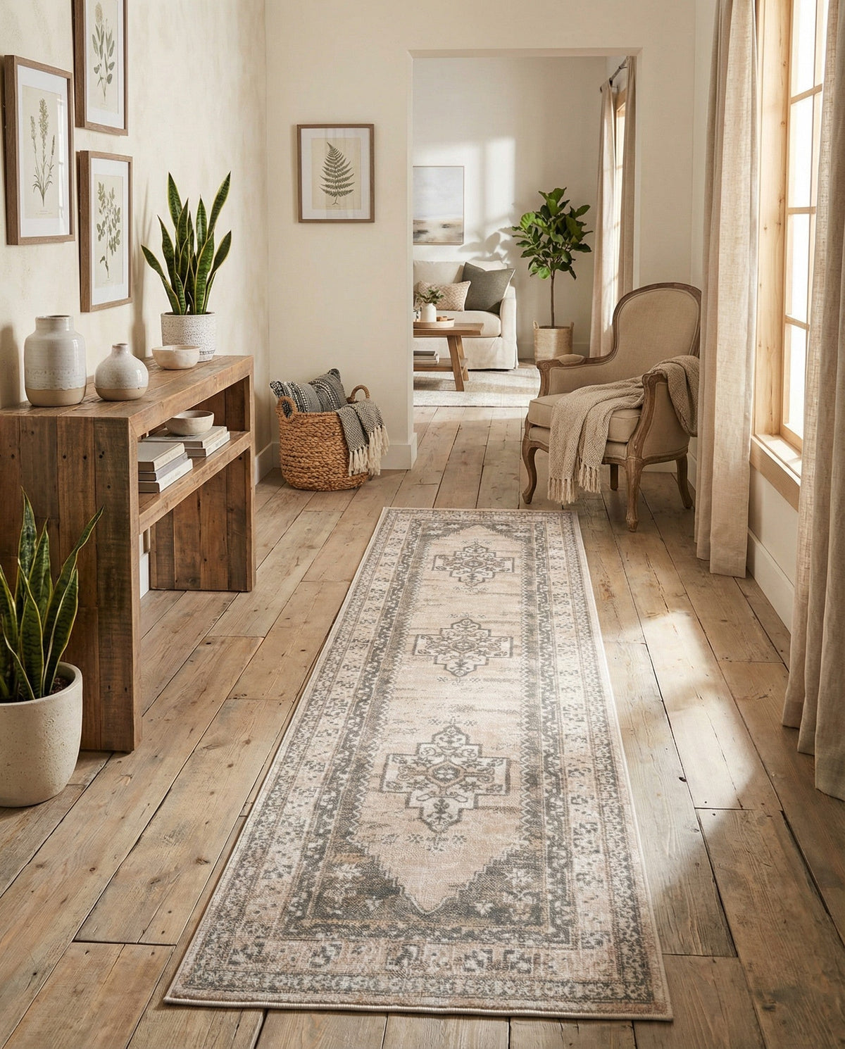Savannah Series Collection Area Rug -  Augusta (Mink) Runner Mink  lifestyle 113