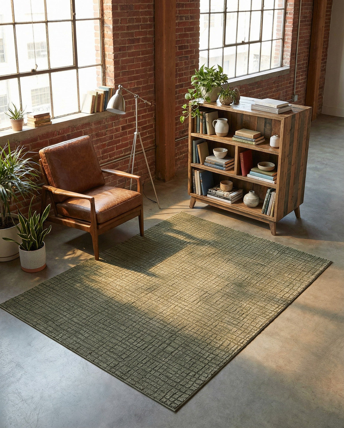Haven Tapestry Collection Area Rug - WhisperingFalls Rectangle Vintage Army Green  lifestyle 11