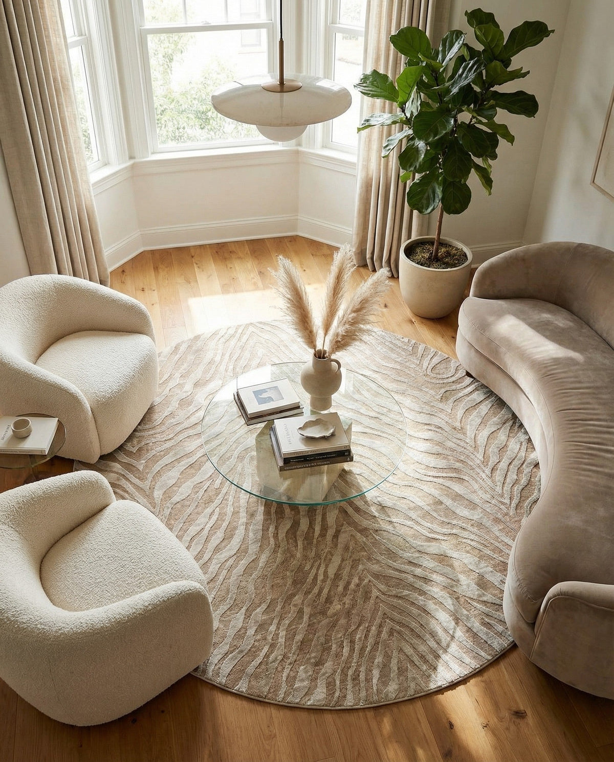 Bloomsbury Elegance Collection Area Rug -  Chelsea Round Ivory Beige  lifestyle 137