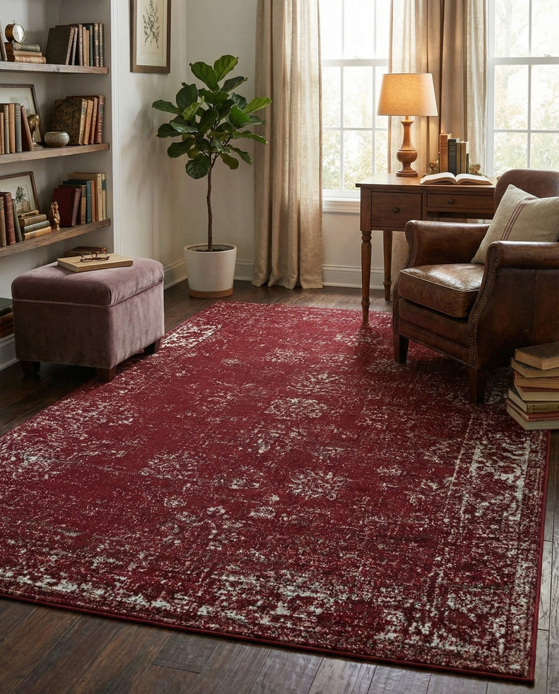 Riviera Elegance Collection Area Rug - Antibes (Burgundy) Rectangle Burgundy  lifestyle 37