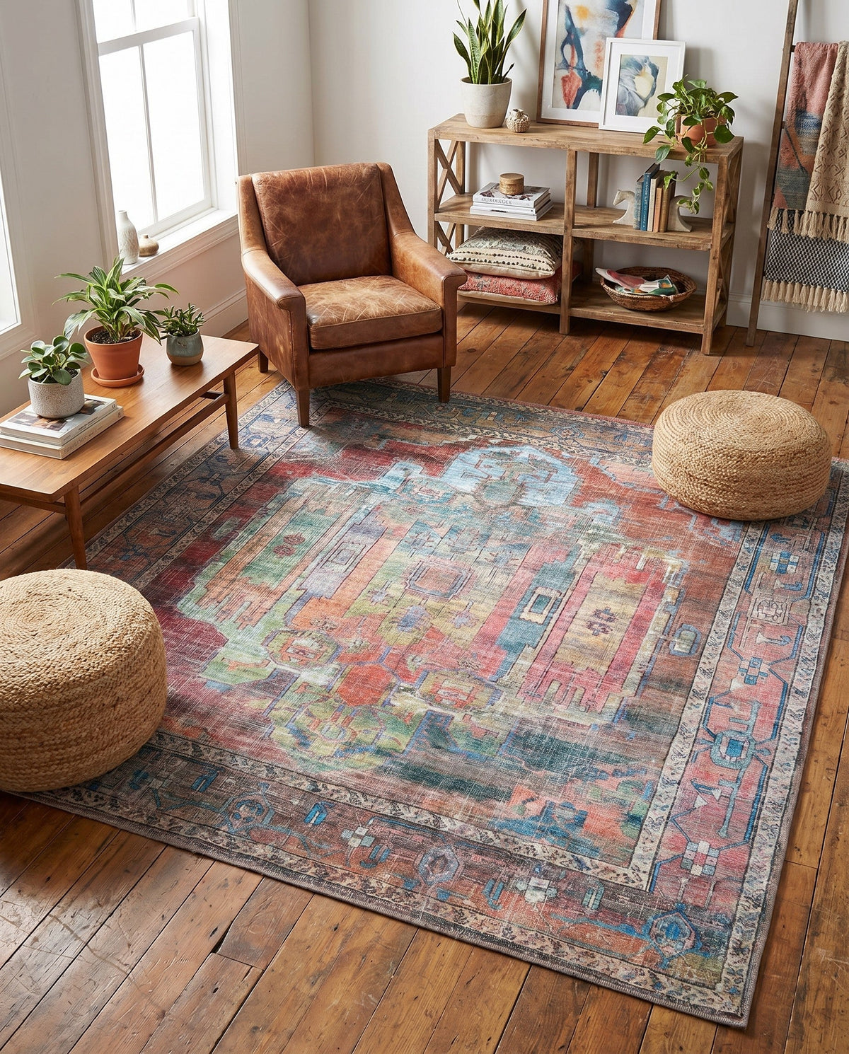 Zahara Oasis Collection Area Rug - Sahara Square Multi  lifestyle 179