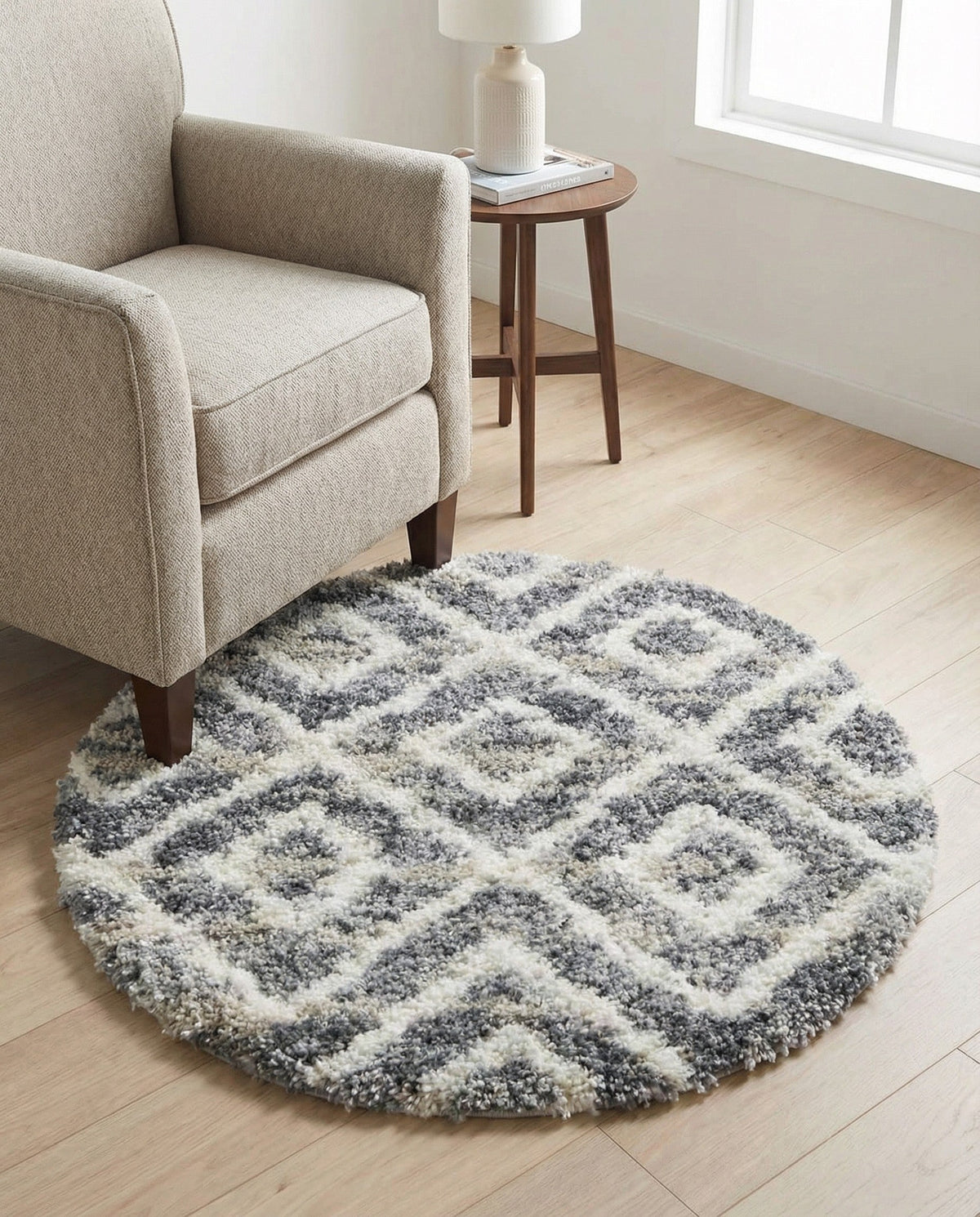 Cozy Cove Shag Collection Area Rug -  Dunes Round Gray  lifestyle 158