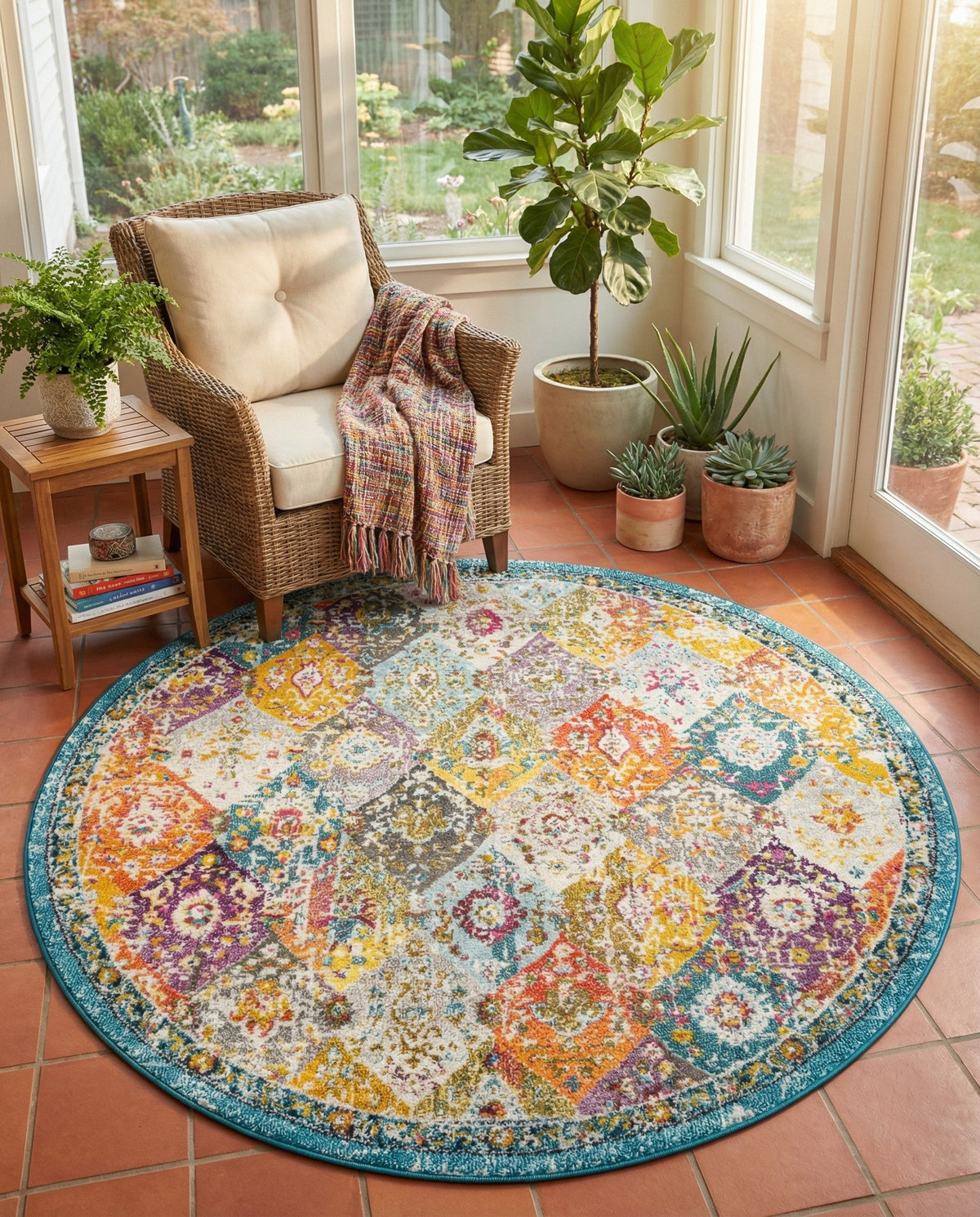 Brighton Terrace Collection Area Rug -  Rottingdean (Multi) Round Multi  lifestyle 88