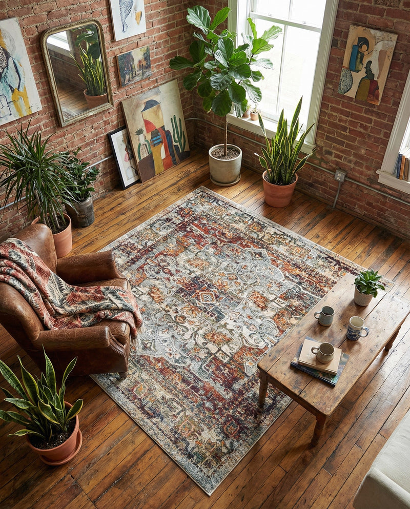 Savannah Soiree Collection Area Rug -  Everglade (Ivory) Square Ivory  lifestyle 37