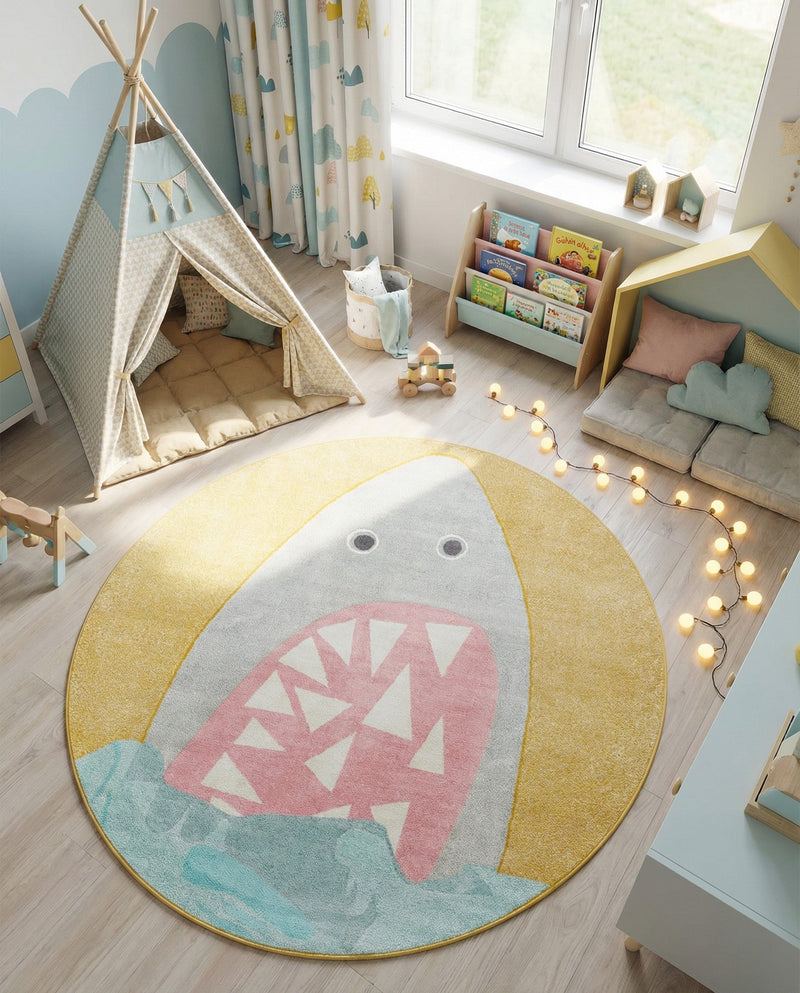 Wonder Tykes Collection Area Rug -  Whimsical Round Yellow  lifestyle 51