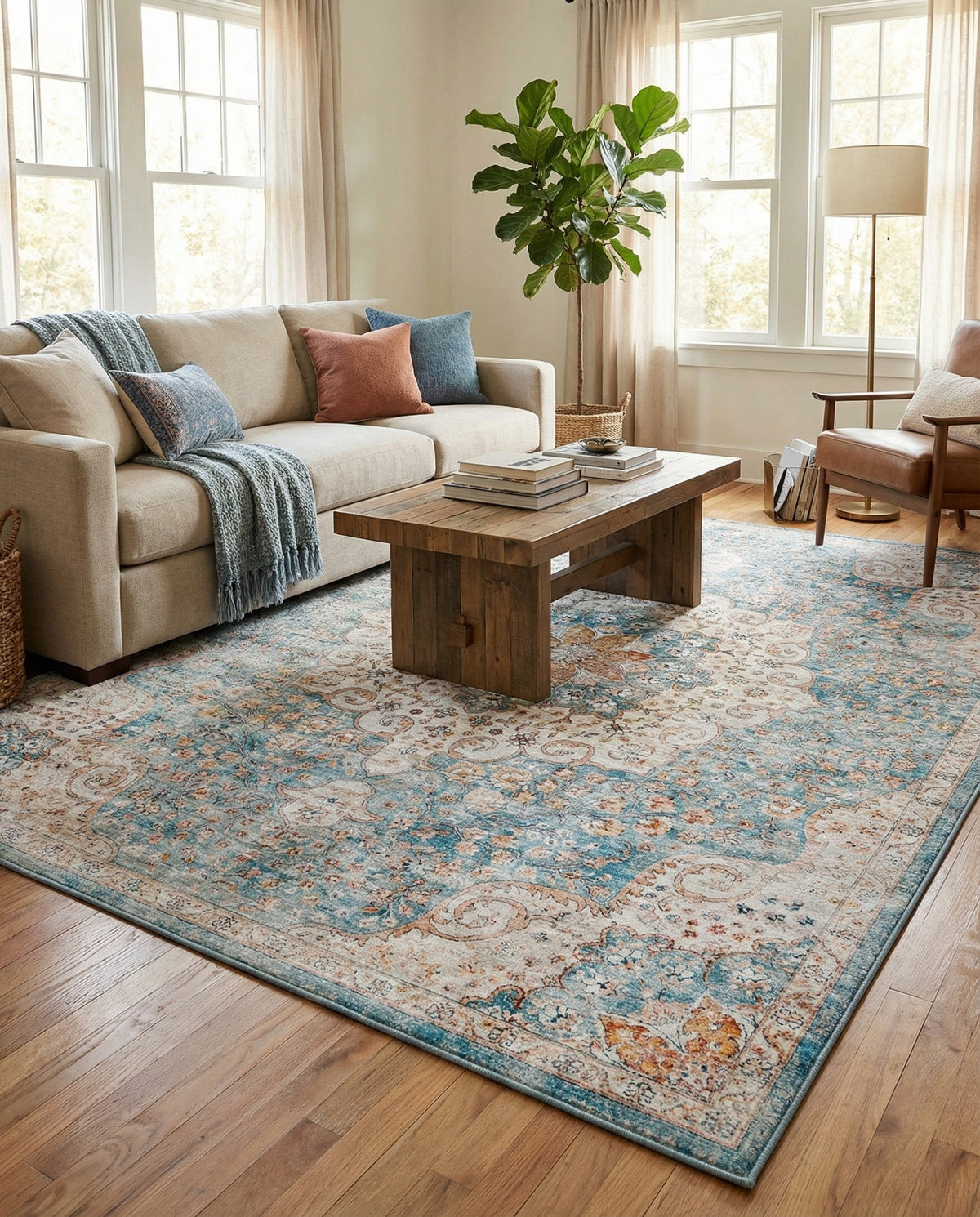 Coastal Haven Collection Area Rug - Seabreeze (Blue) Rectangle Blue  lifestyle 25