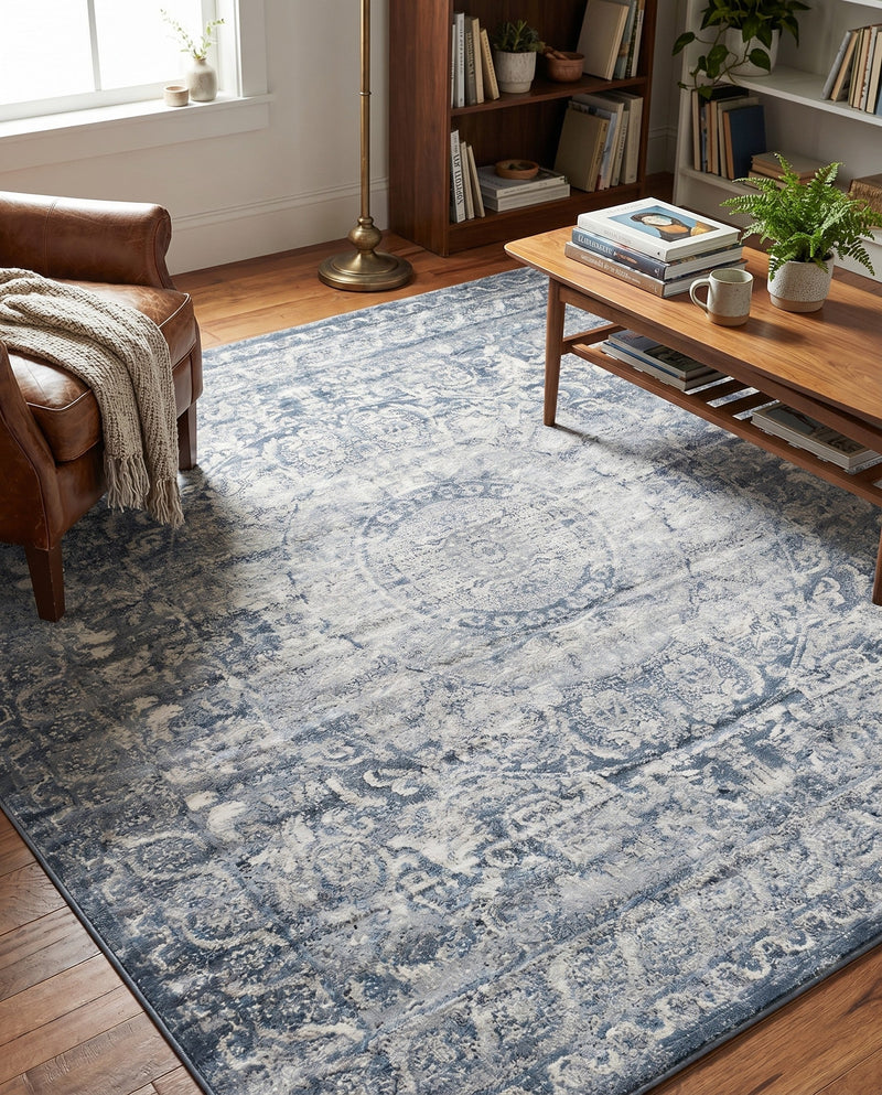Coastal Manor Collection Area Rug -  Sailview Square Dark Blue  lifestyle 29