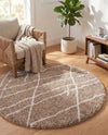 Cozy Haven Shag Collection Area Rug - Serenity (Khaki) Round Khaki  lifestyle 48