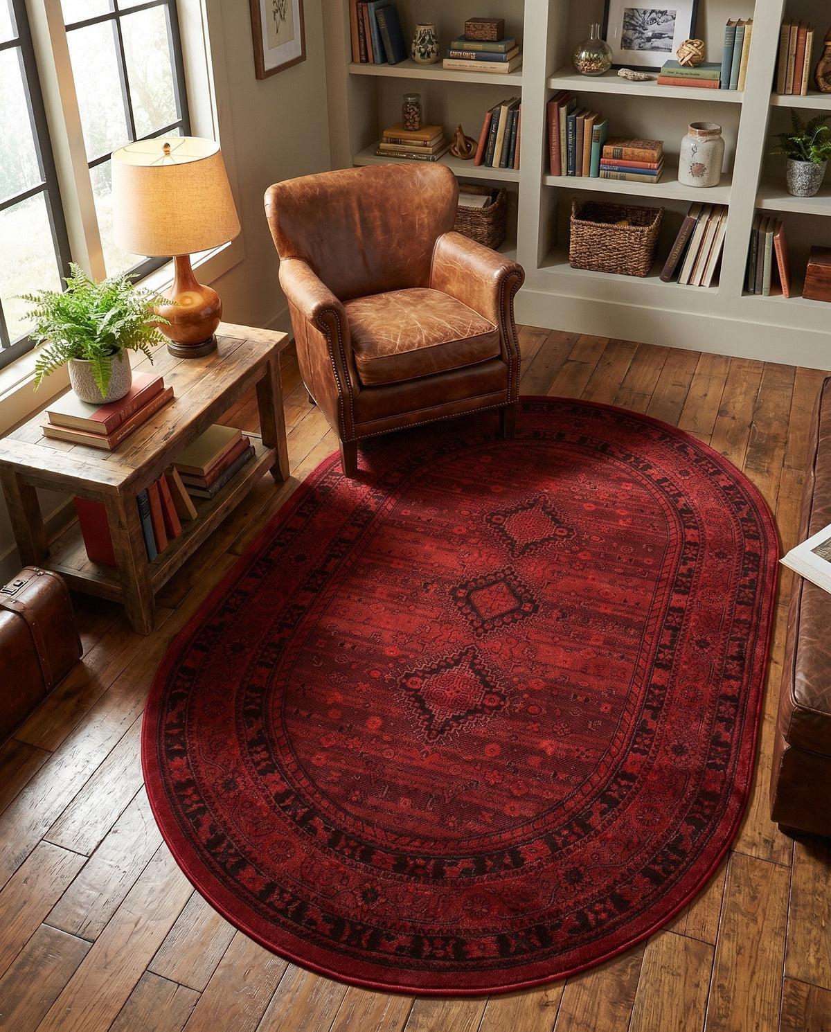 Samarkand Elegance Collection Area Rug -  Zarafshan Oval Red  lifestyle 89