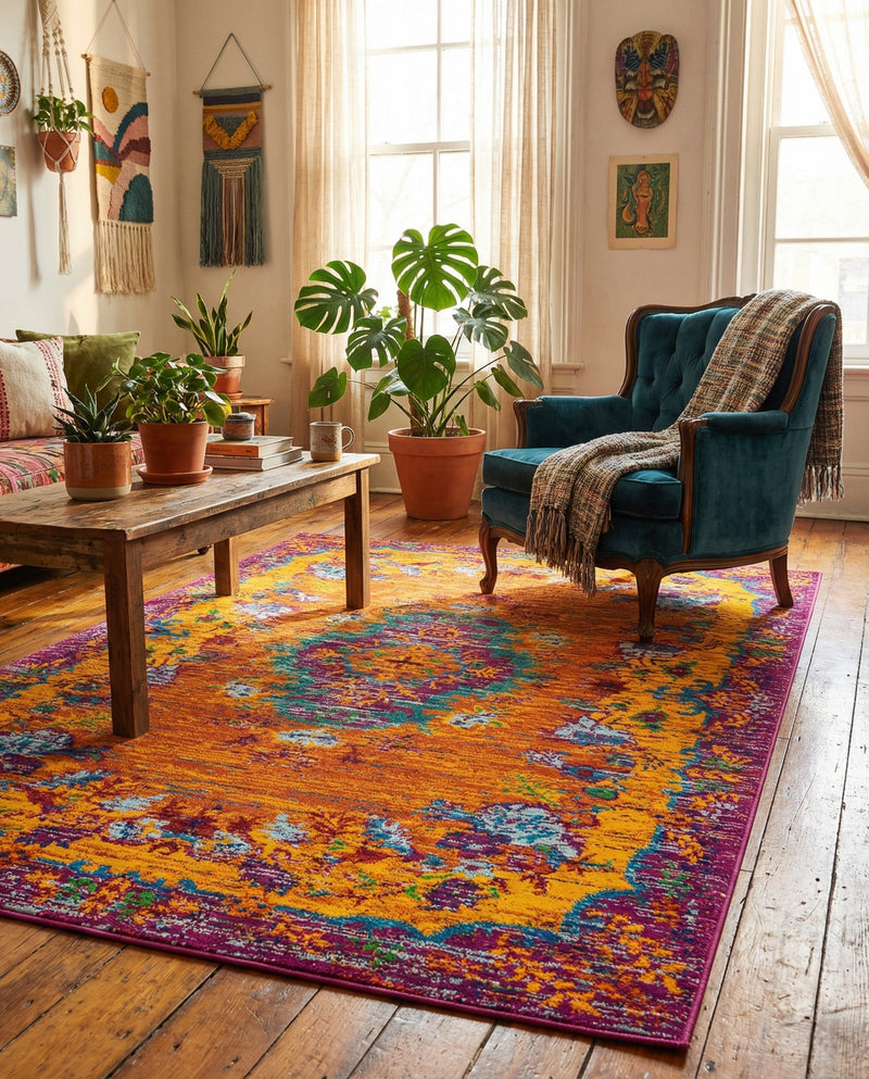Caribbean Cove Collection Area Rug -  Nevis Rectangle Orange  lifestyle 16