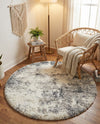 Cozy Haven Shag Collection Area Rug -  Tranquility (Pebble Gray) Round Pebble Gray  lifestyle 36