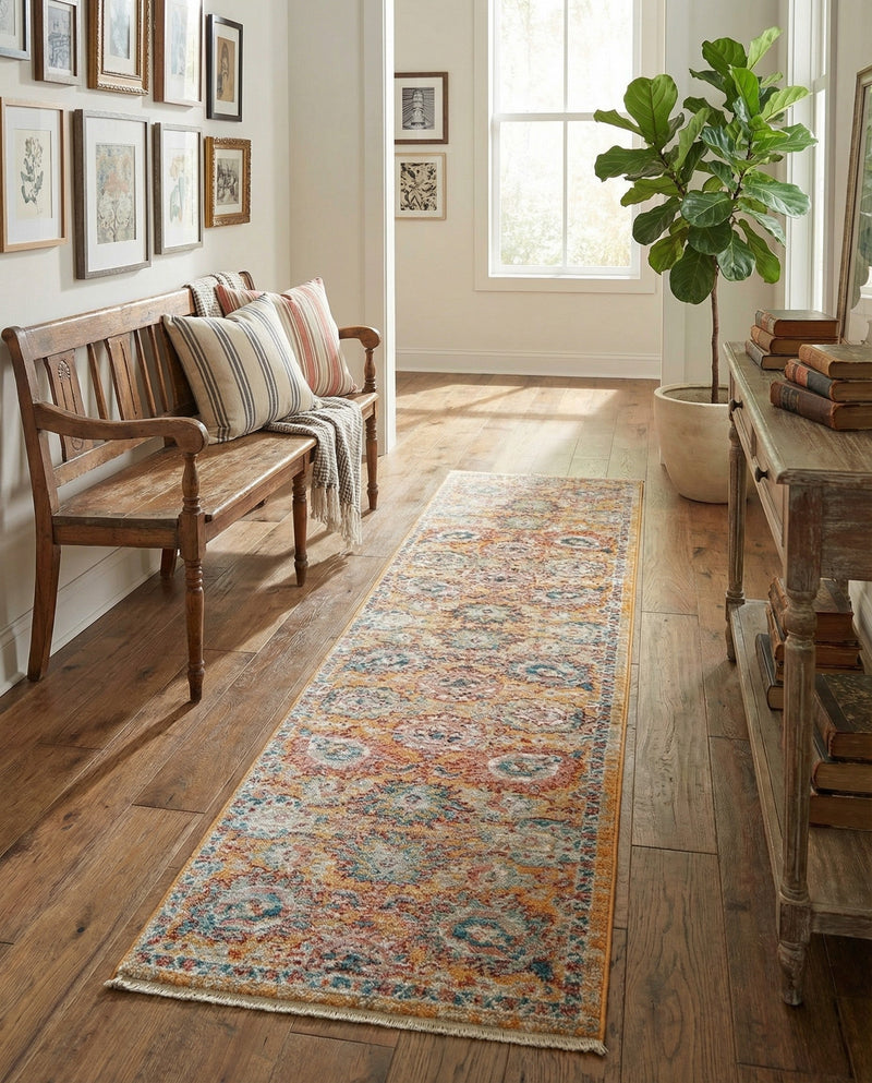Seville Stripes Collection Area Rug -  Cordoba (Yellow) Runner Yellow  lifestyle 79