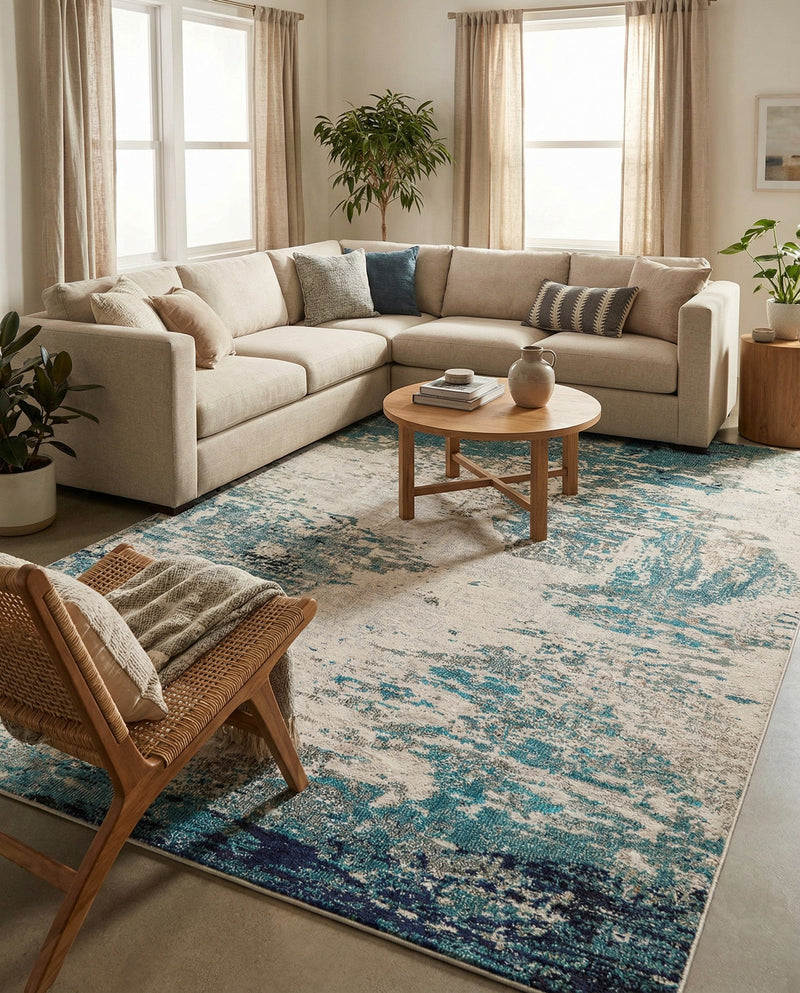 Colorburst Oasis Collection Area Rug -  Tropic Rectangle Blue  lifestyle 6