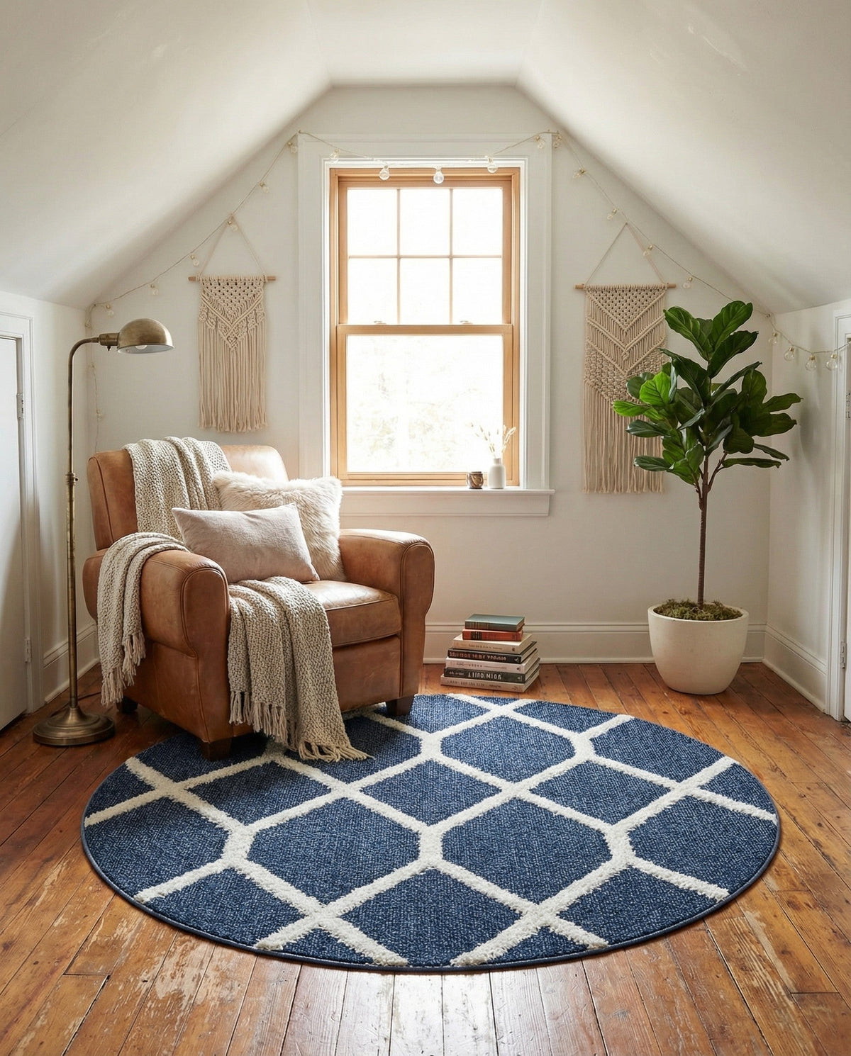 Sahara Chic Collection Area Rug -  Tuareg Round Blue  lifestyle 100