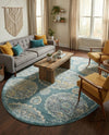 Arcadia Rugs Collection Area Rug -  Atlantis (Gray and Blue) Oval Gray and Blue  lifestyle 68